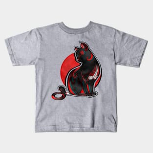 Black and Red Cat Kids T-Shirt